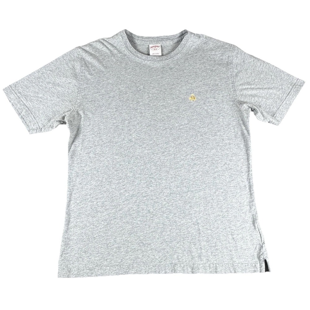 Brooks Brothers Shirt Mens Medium Gray Crew Neck Embroidered Logo Cotton Tee